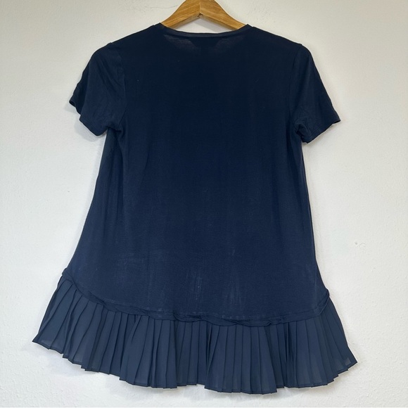 Simply Vera Vera Wang Casual Navy Pleated Neutral Blouse - Picture 3 of 11